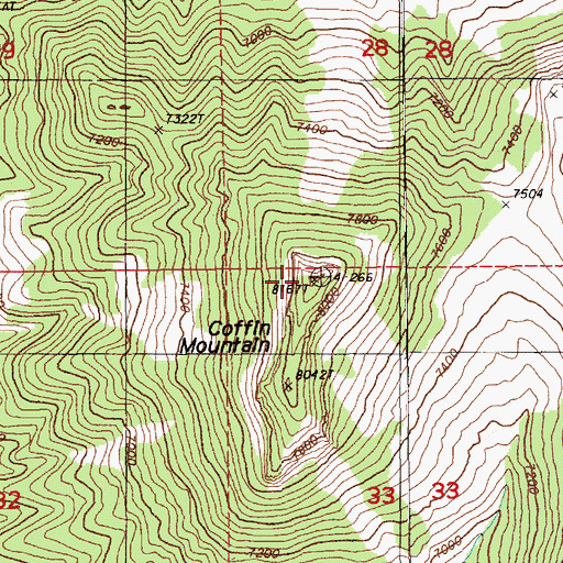 Topographic Map of Coffin Mountain, NV