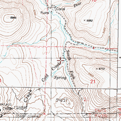 Topographic Map of Cold Creek, OR