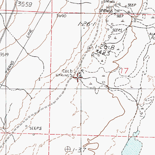 Topographic Map of Cold Springs, NV