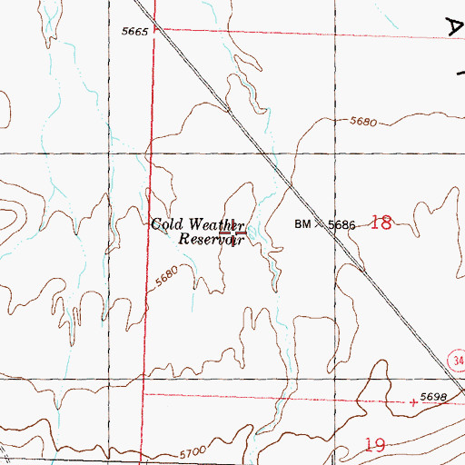 Topographic Map of Cold Weather Reservoir, NV