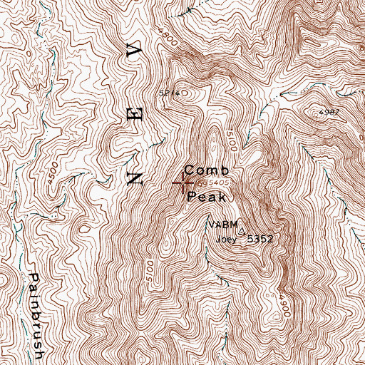 Topographic Map of Comb Peak, NV