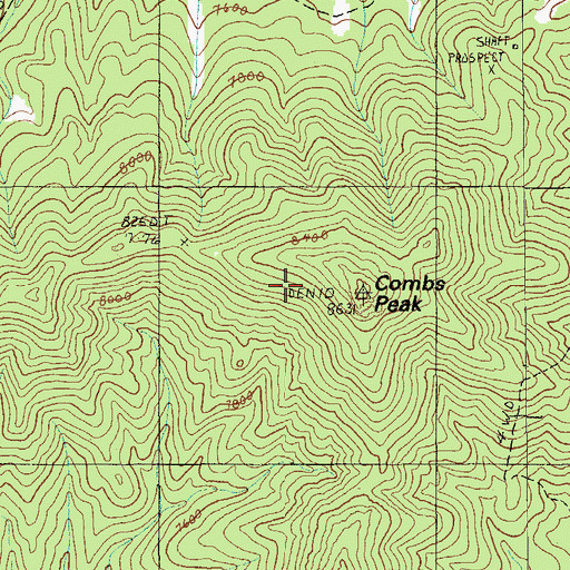 Topographic Map of Combs Peak, NV