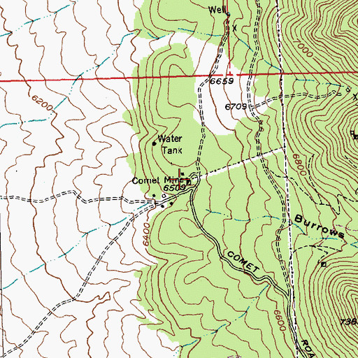 Topographic Map of Comet Mine, NV