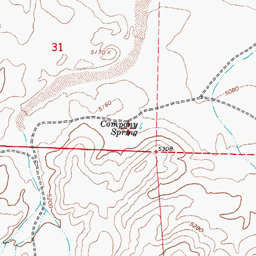 Topographic Map of Company Spring, NV