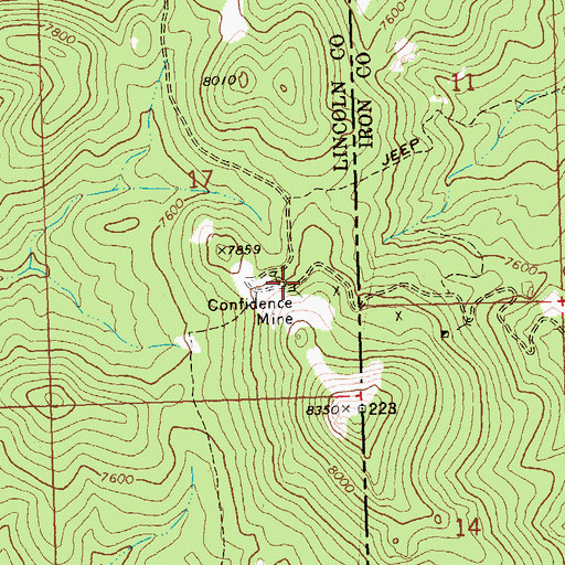 Topographic Map of Confidence Mine, NV