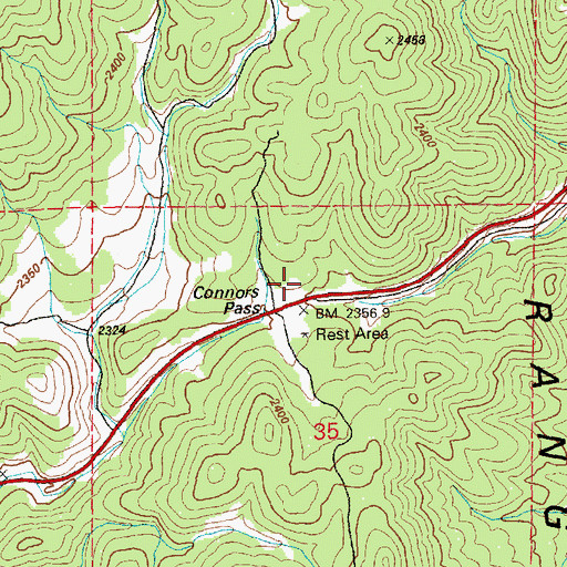 Topographic Map of Connors Pass, NV