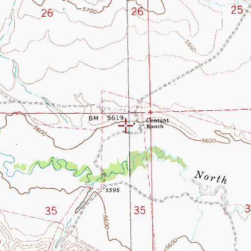 Topographic Map of Contant Ranch, NV