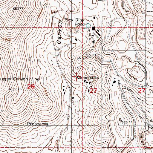 Topographic Map of Copper Canyon Mine, NV