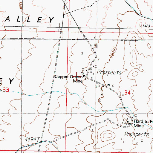 Topographic Map of Copper Queen Mine, NV