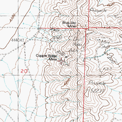 Topographic Map of Copper Ridge Mine, NV
