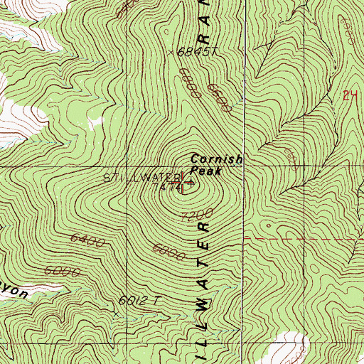 Topographic Map of Cornish Peak, NV