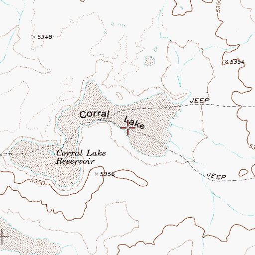 Topographic Map of Corral Lake Reservoir, NV