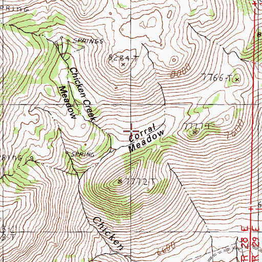Topographic Map of Corral Meadow, NV