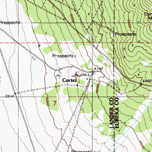 Topographic Map of Cortez, NV