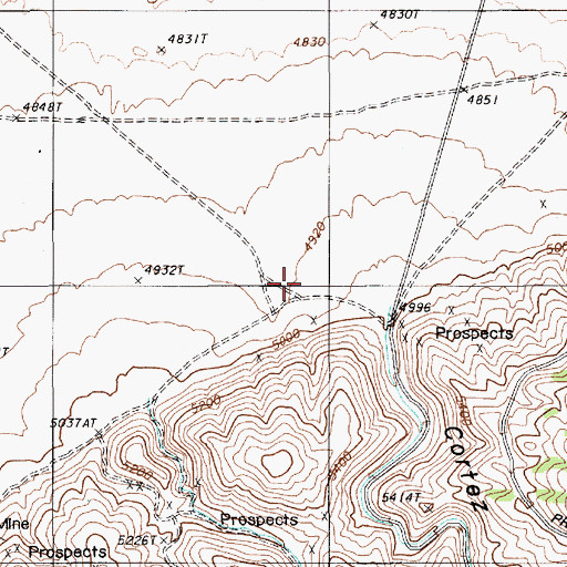 Topographic Map of Cortez Canyon, NV