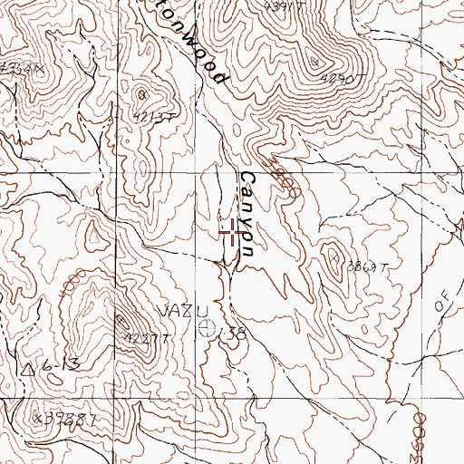 Topographic Map of Cottonwood Canyon, NV
