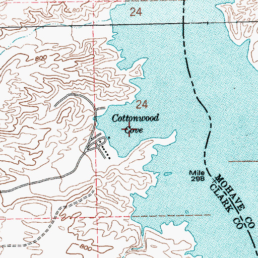 Topographic Map of Cottonwood Cove, NV