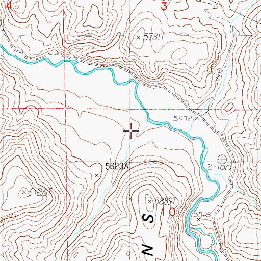 Topographic Map of Cottonwood Creek Canyon, NV
