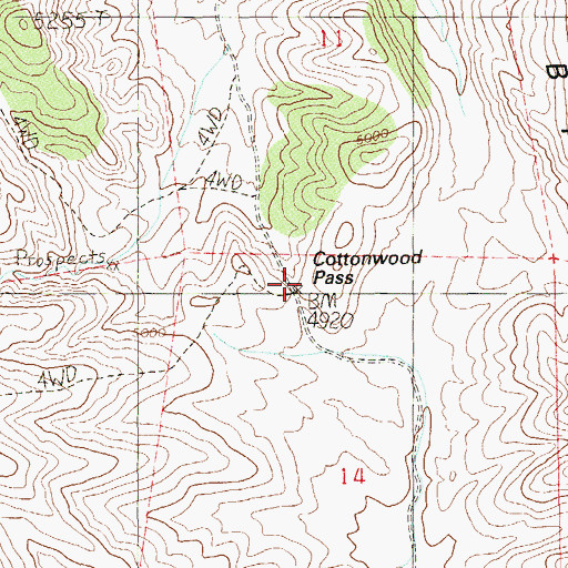Topographic Map of Cottonwood Pass, NV