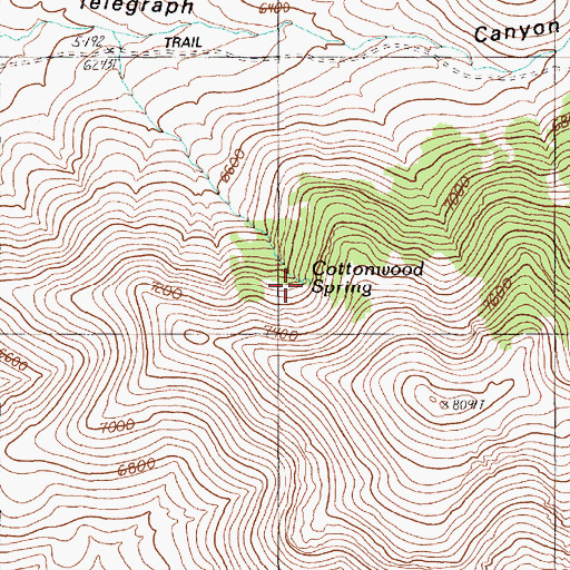 Topographic Map of Cottonwood Spring, NV