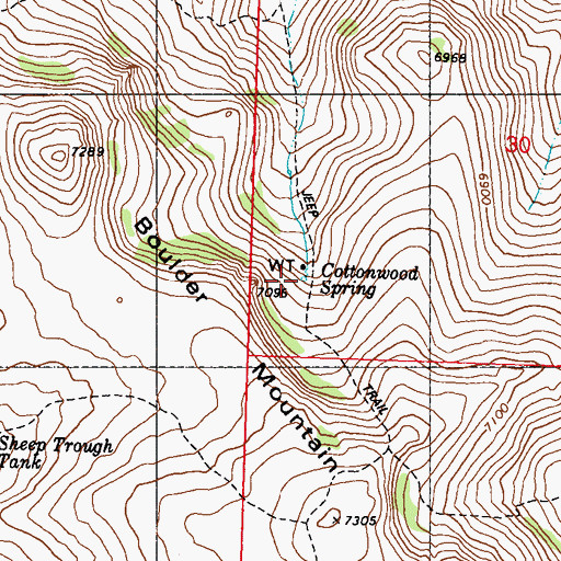 Topographic Map of Cottonwood Spring, NV
