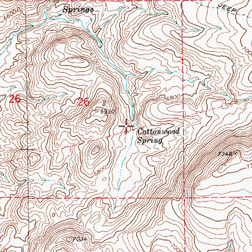 Topographic Map of Cottonwood Spring, NV