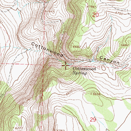 Topographic Map of Cottonwood Spring, NV