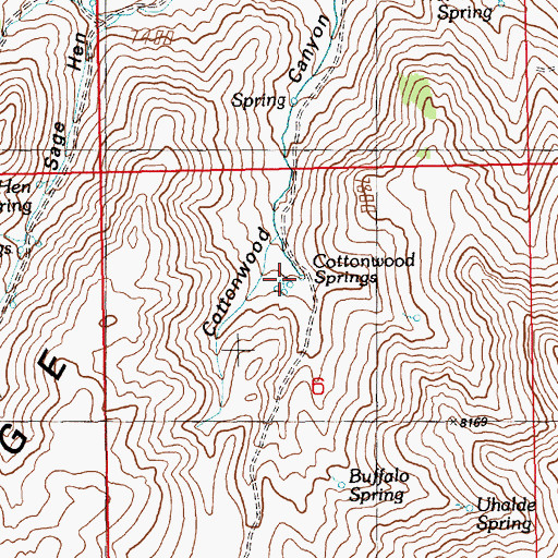 Topographic Map of Cottonwood Springs, NV