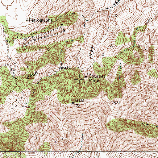 Topographic Map of Courbet Mine, NV