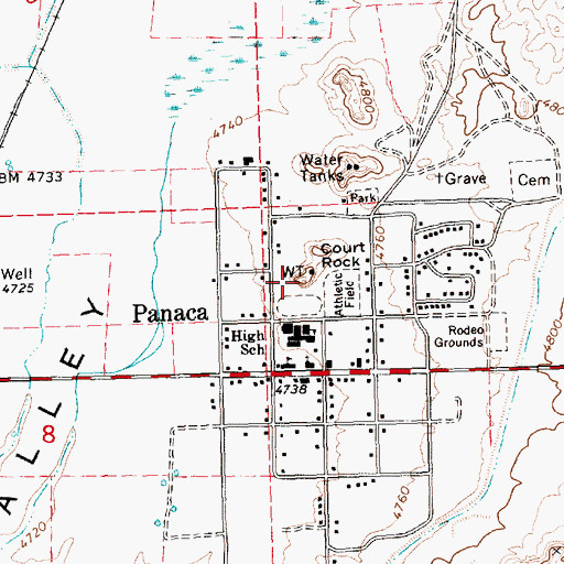 Topographic Map of Court Rock, NV