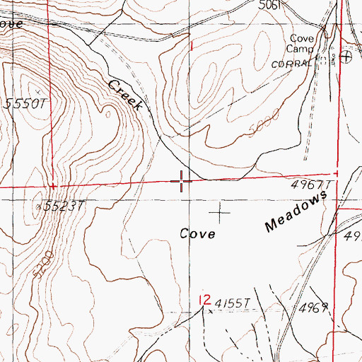 Topographic Map of Cove Creek, NV
