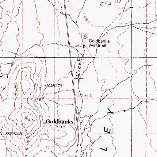 Topographic Map of Cow Creek, NV