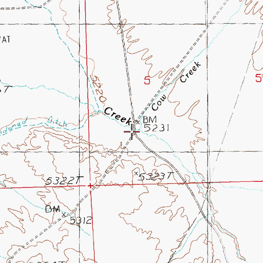 Topographic Map of Cow Creek, NV