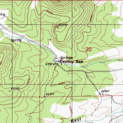 Topographic Map of Cowboy Rest, NV