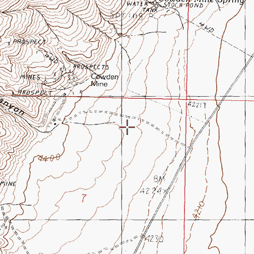 Topographic Map of Cowden Canyon, NV