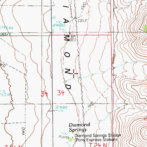 Topographic Map of Cox Canyon, NV