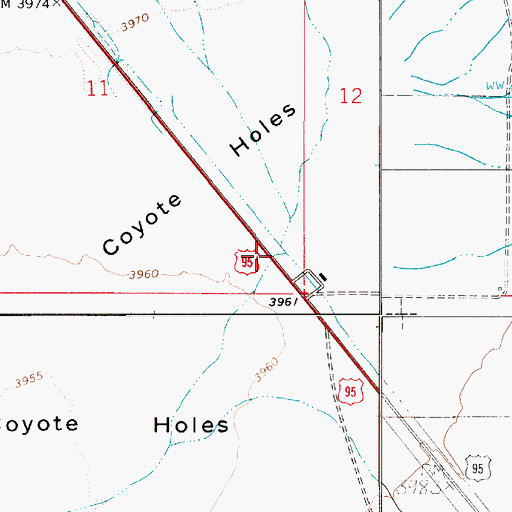 Topographic Map of Coyote Holes, NV