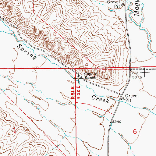Topographic Map of Coyote Ranch, NV