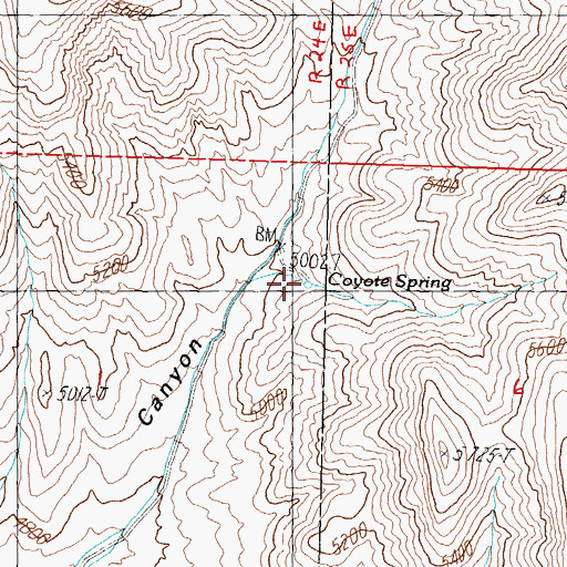 Topographic Map of Coyote Spring, NV