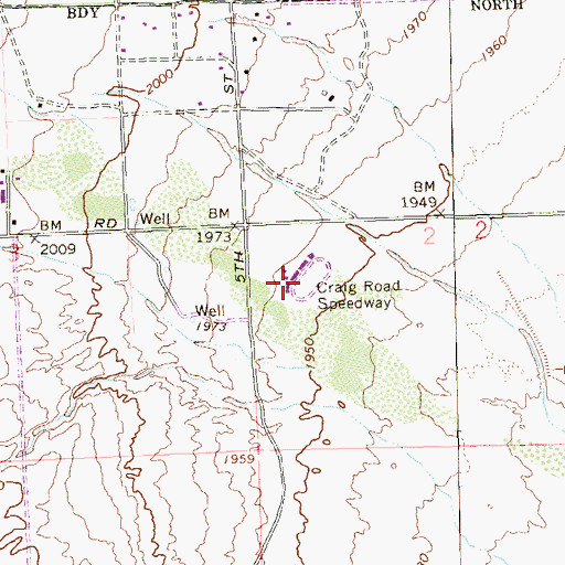 Topographic Map of Craig Road Speedway, NV