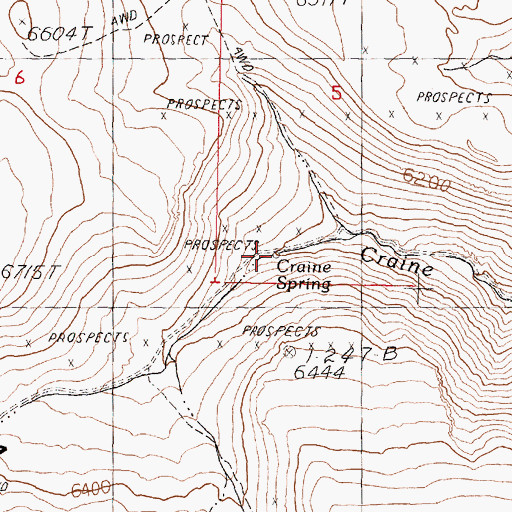 Topographic Map of Craine Spring, NV