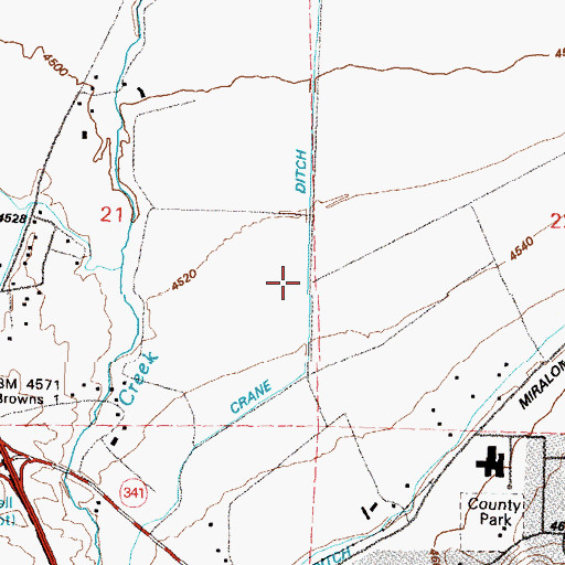 Topographic Map of Crane Ditch, NV