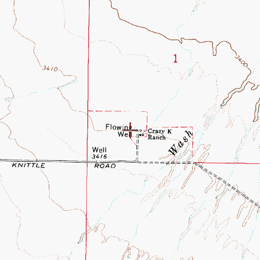 Topographic Map of Crazy K Ranch, NV