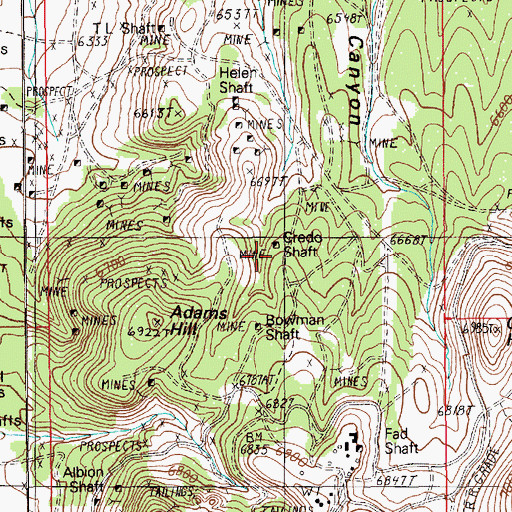 Topographic Map of Credo Shaft, NV