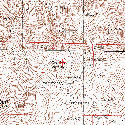 Topographic Map of Cricket Spring, NV
