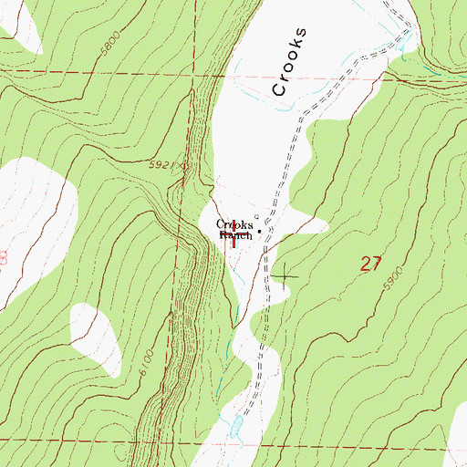 Topographic Map of Crooks Ranch, NV