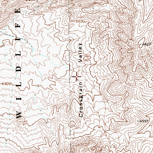 Topographic Map of Crossgrain Valley, NV