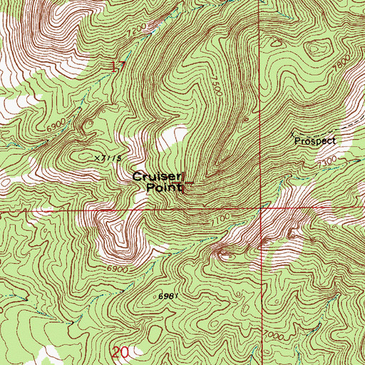 Topographic Map of Cruiser Point, NV