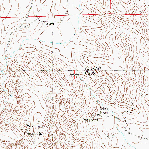 Topographic Map of Crystal Pass, NV