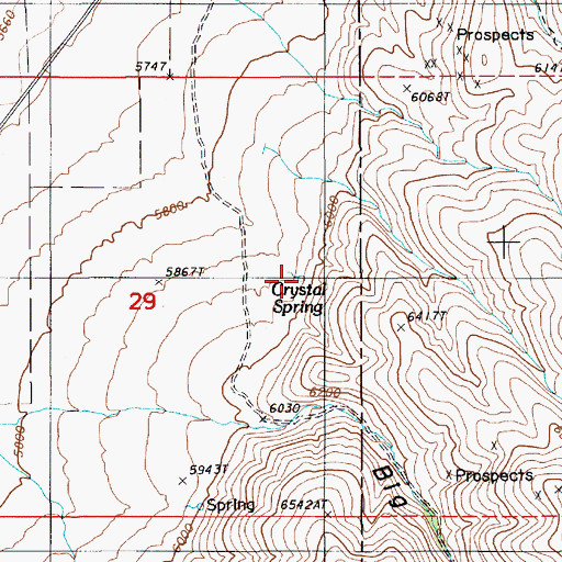 Topographic Map of Crystal Spring, NV